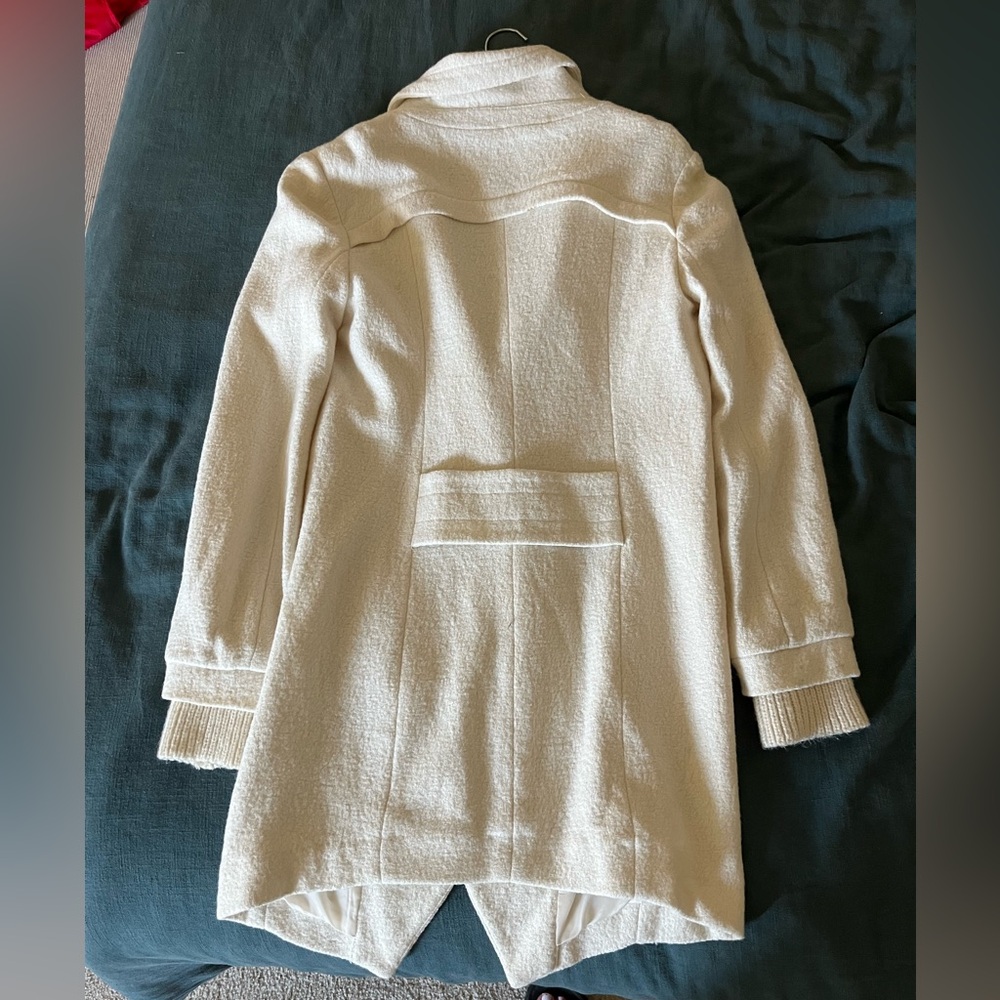 Free People Wool Blend Double-Breasted Pea Coat in Ivory/Cream - Picture 2 of 8
